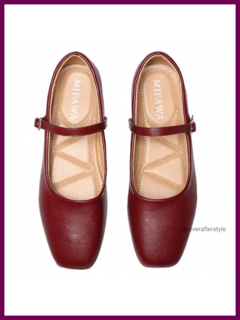 Women's Square Toe Mary Jane Flats Adjustable Strap Faux Leather